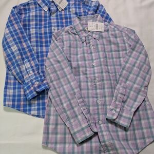 CrewCuts NWT Sz 4-5 2pk Plaid Lg Sleeve Button Down Chic Classic Preppy Shirts